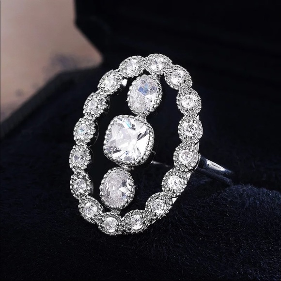 New 925 Silver Women’s Diamond Bridal Ring - Picture 2 of 5